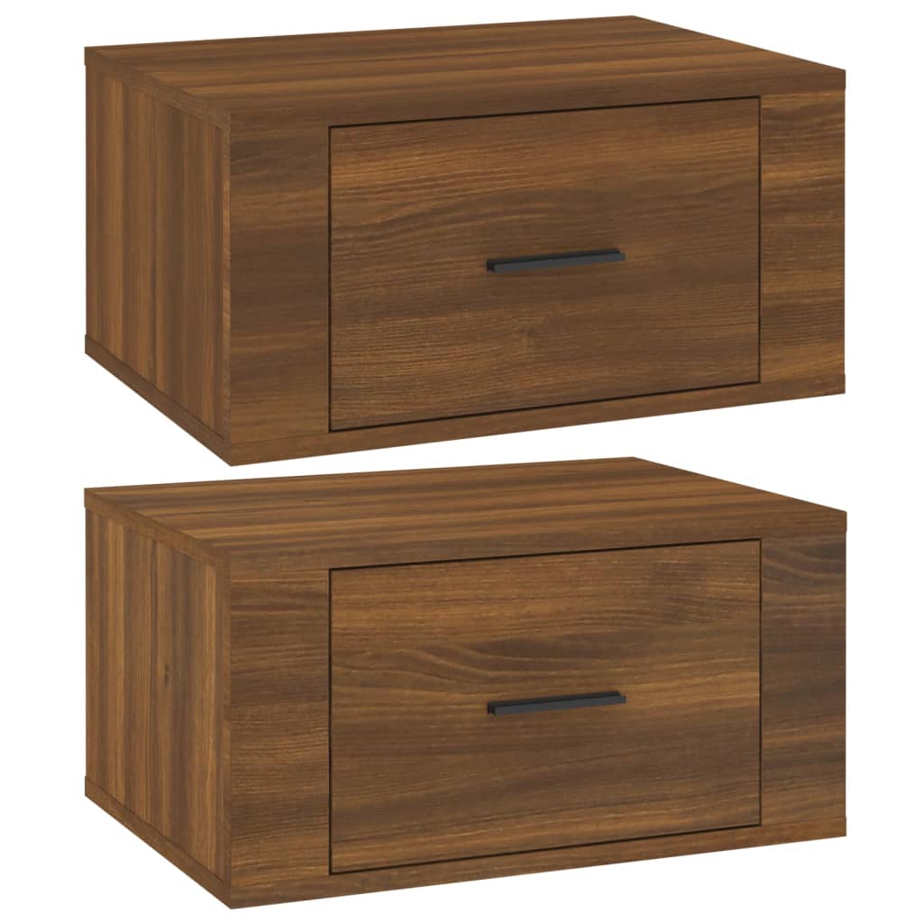 Vidaxl nachtkastjes 2 st wandgemonteerd 50x36x25 cm bruin eikenkleur