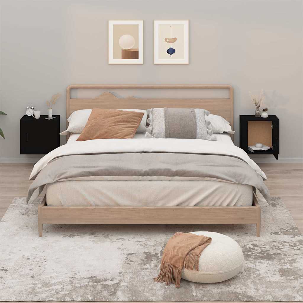 Vidaxl nachtkastjes 2 st wandgemonteerd 50x30x47 cm zwart