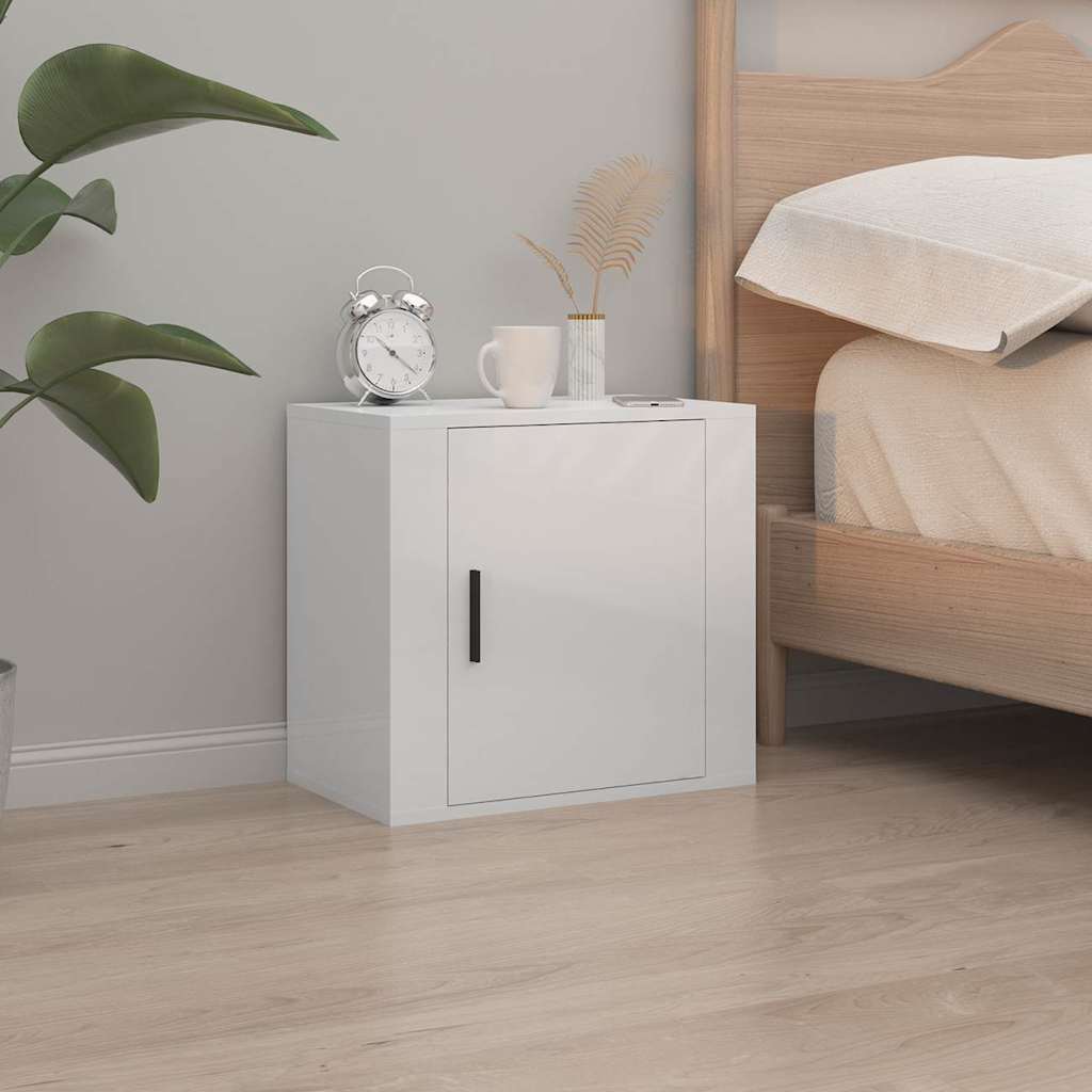 Vidaxl nachtkastjes 2 st wandgemonteerd 50x30x47 cm hoogglans wit