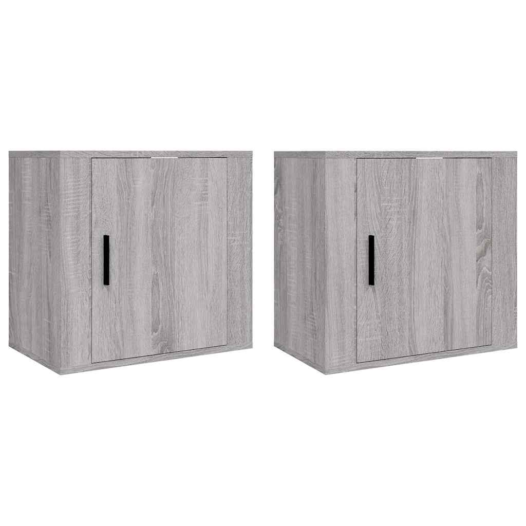 Vidaxl nachtkastjes 2 st wandgemonteerd 50x30x47 cm grijs sonoma eiken