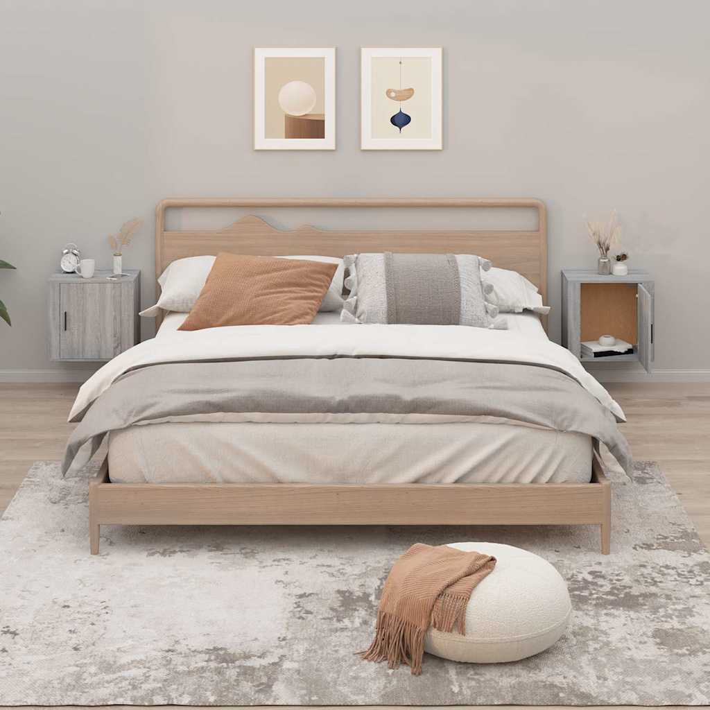Vidaxl nachtkastjes 2 st wandgemonteerd 50x30x47 cm grijs sonoma eiken