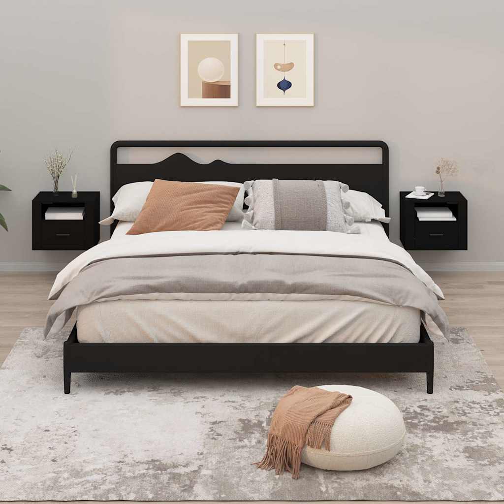 Vidaxl nachtkastjes 2 st wandgemonteerd 50x36x40 cm zwart