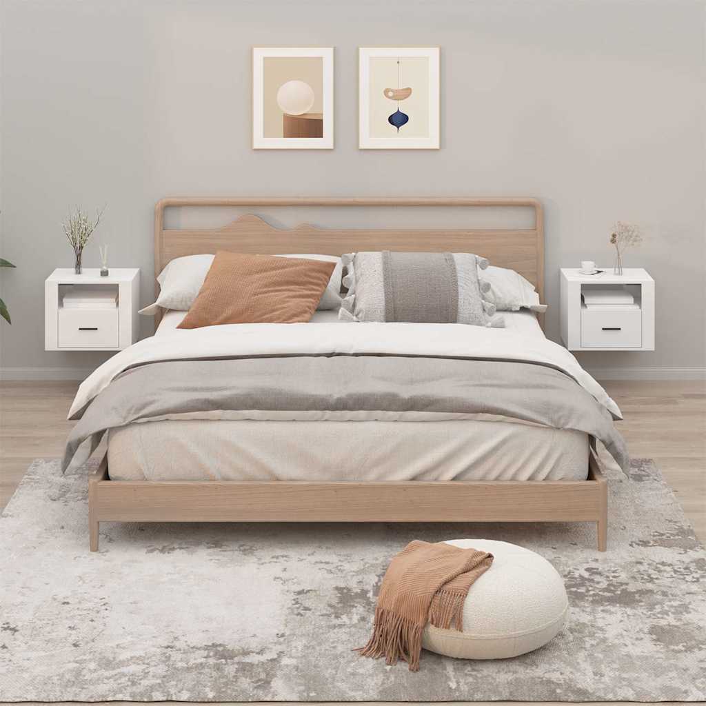 Vidaxl nachtkastjes 2 st wandgemonteerd 50x36x40 cm hoogglans wit