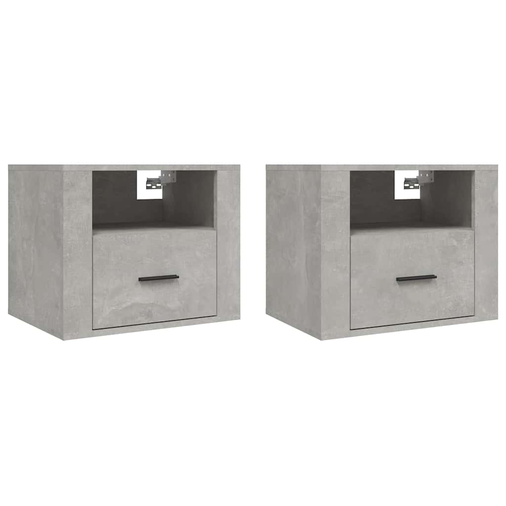 Vidaxl nachtkastjes 2 st wandgemonteerd 50x36x40 cm betongrijs