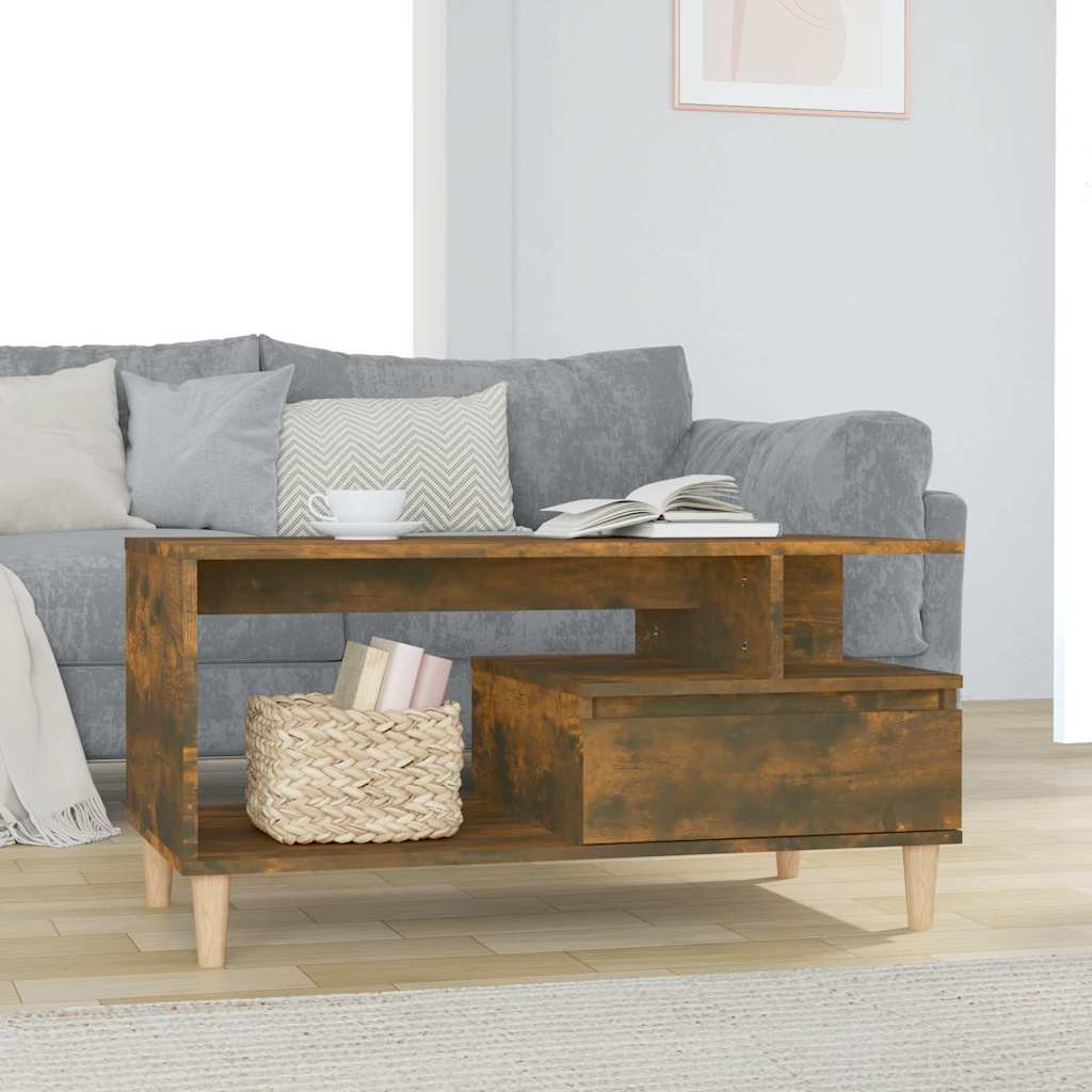 Vidaxl salontafel 90x49x45 cm bewerkt hout gerookt eikenkleurig