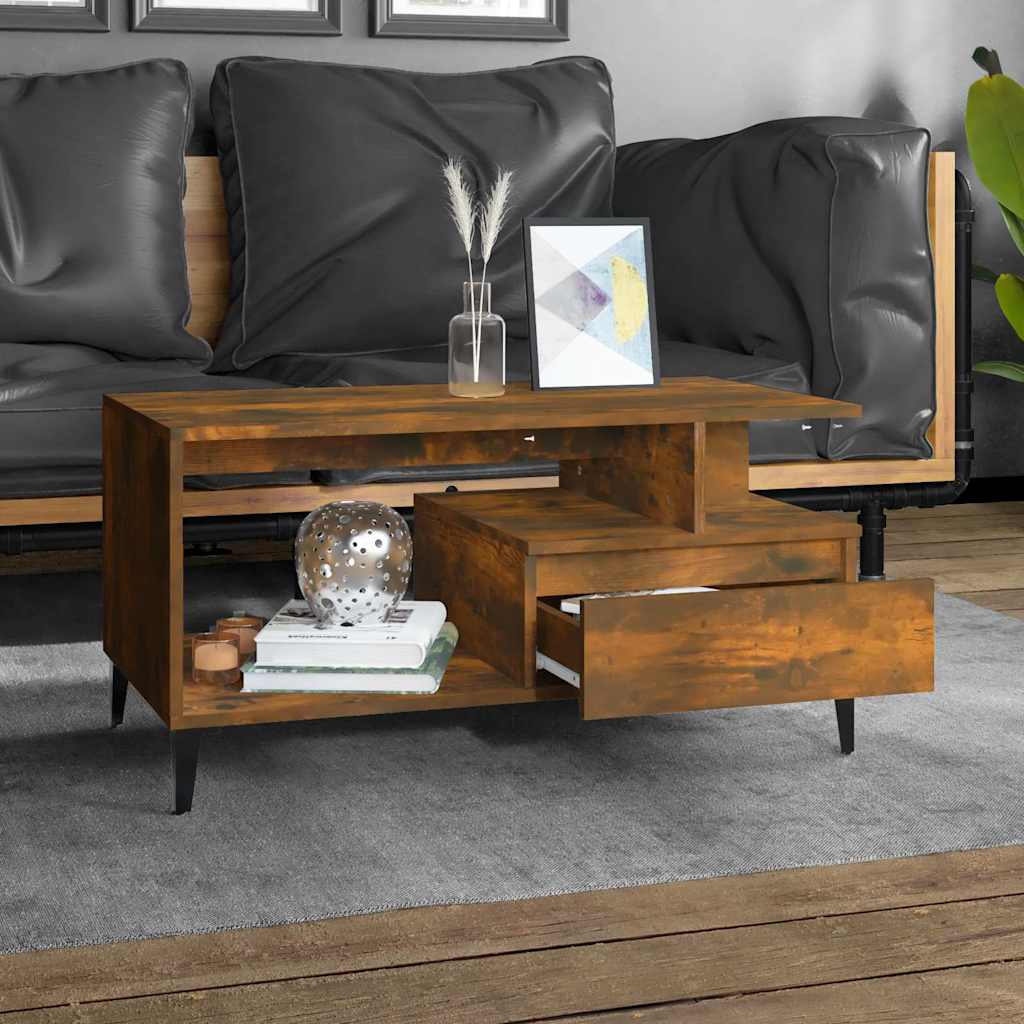 Vidaxl salontafel 90x49x45 cm bewerkt hout gerookt eikenkleurig