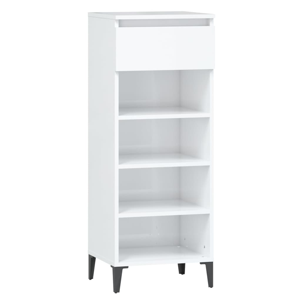 VIDAXL -Schuhregal 40x36x105 cm verarbeitetes Holz Hochglanz weiß
