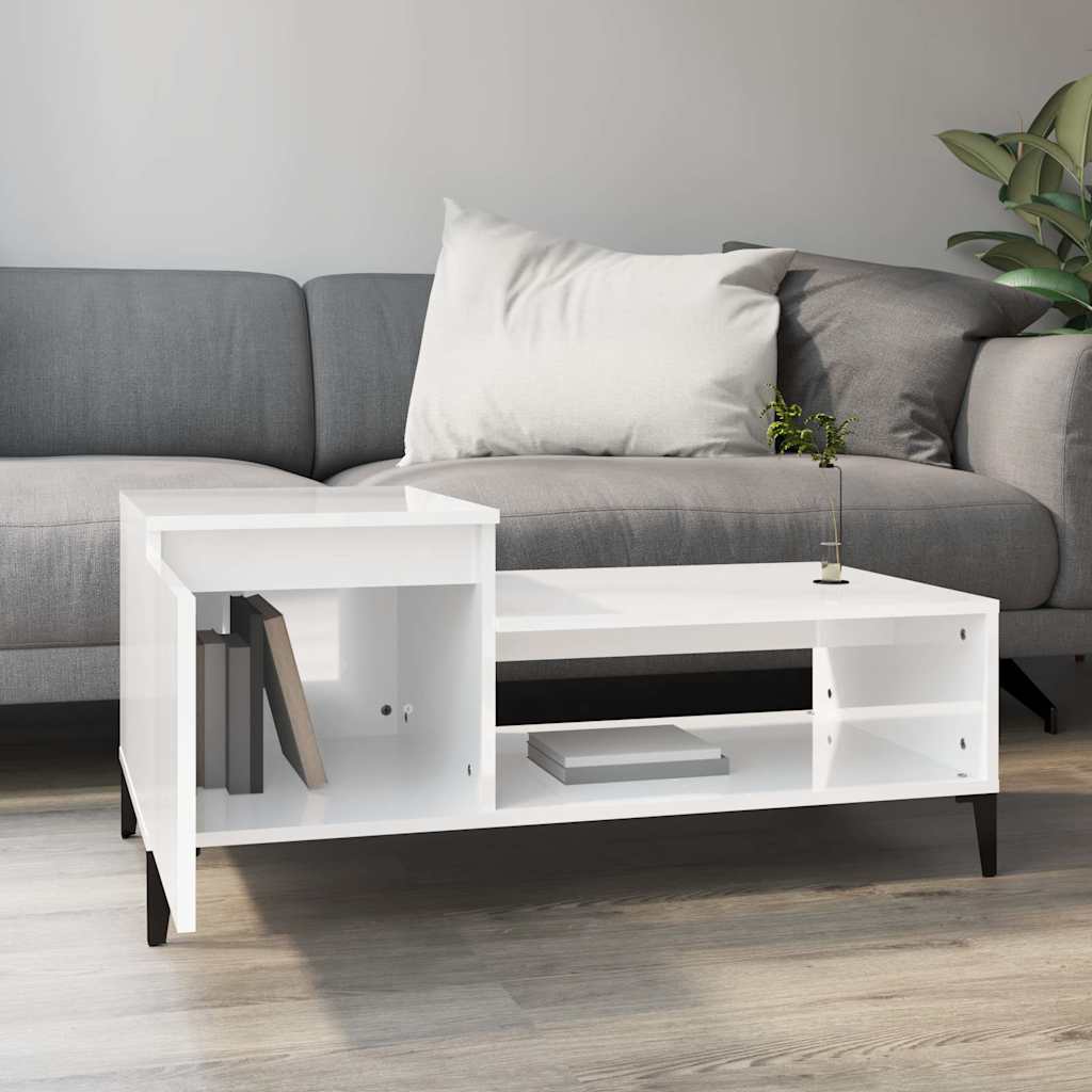 Vidaxl salontafel 100x50x45 cm bewerkt hout hoogglans wit