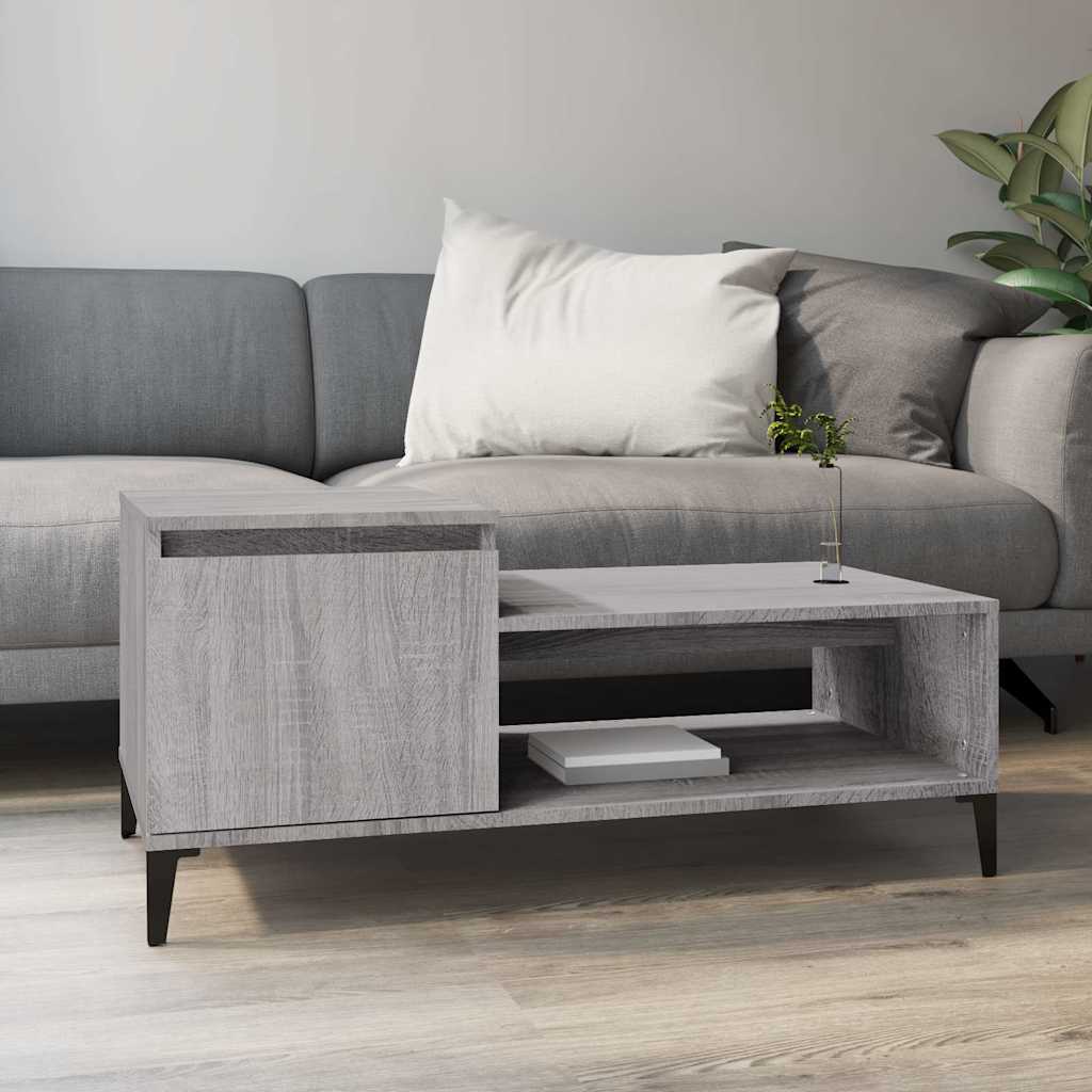Vidaxl salontafel 100x50x45 cm bewerkt hout grijs sonoma