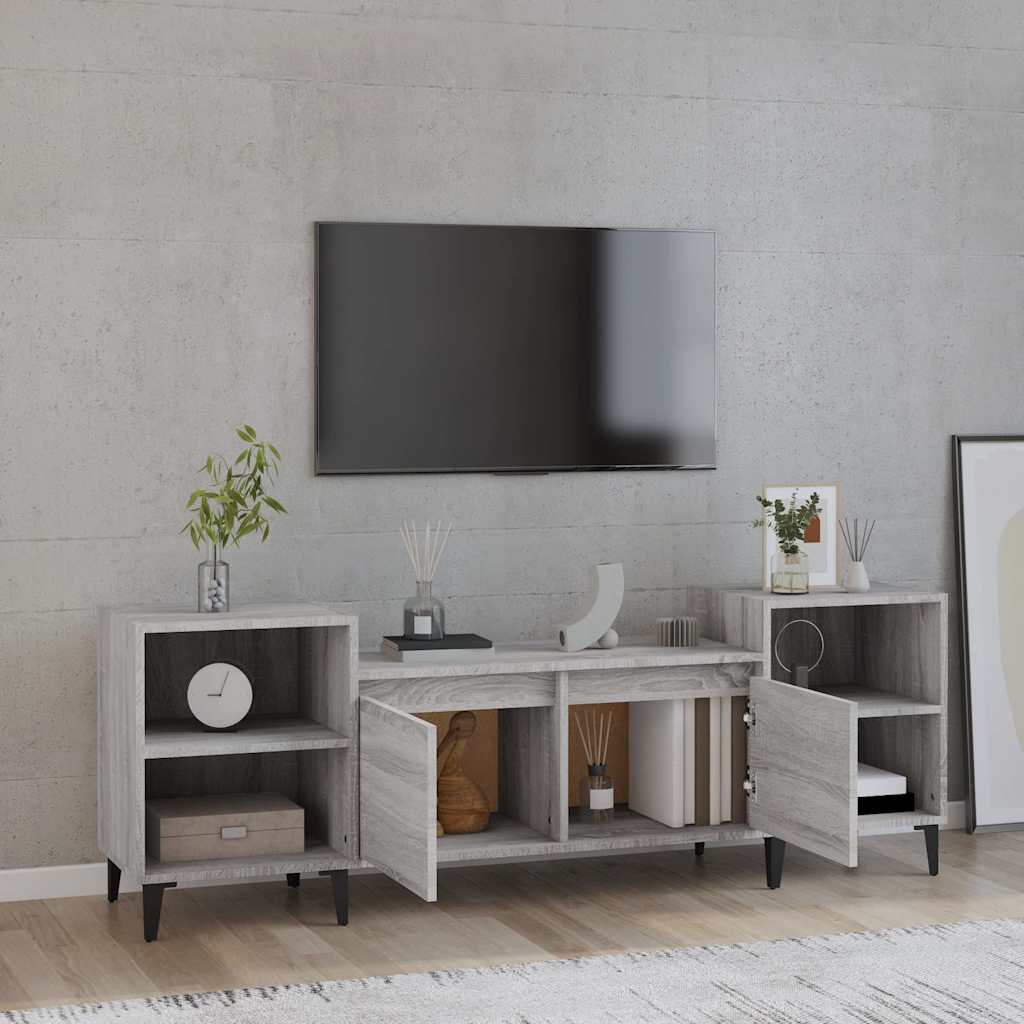 Vidaxl tv-meubel 160x35x55 cm bewerkt hout grijs sonoma eikenkleurig