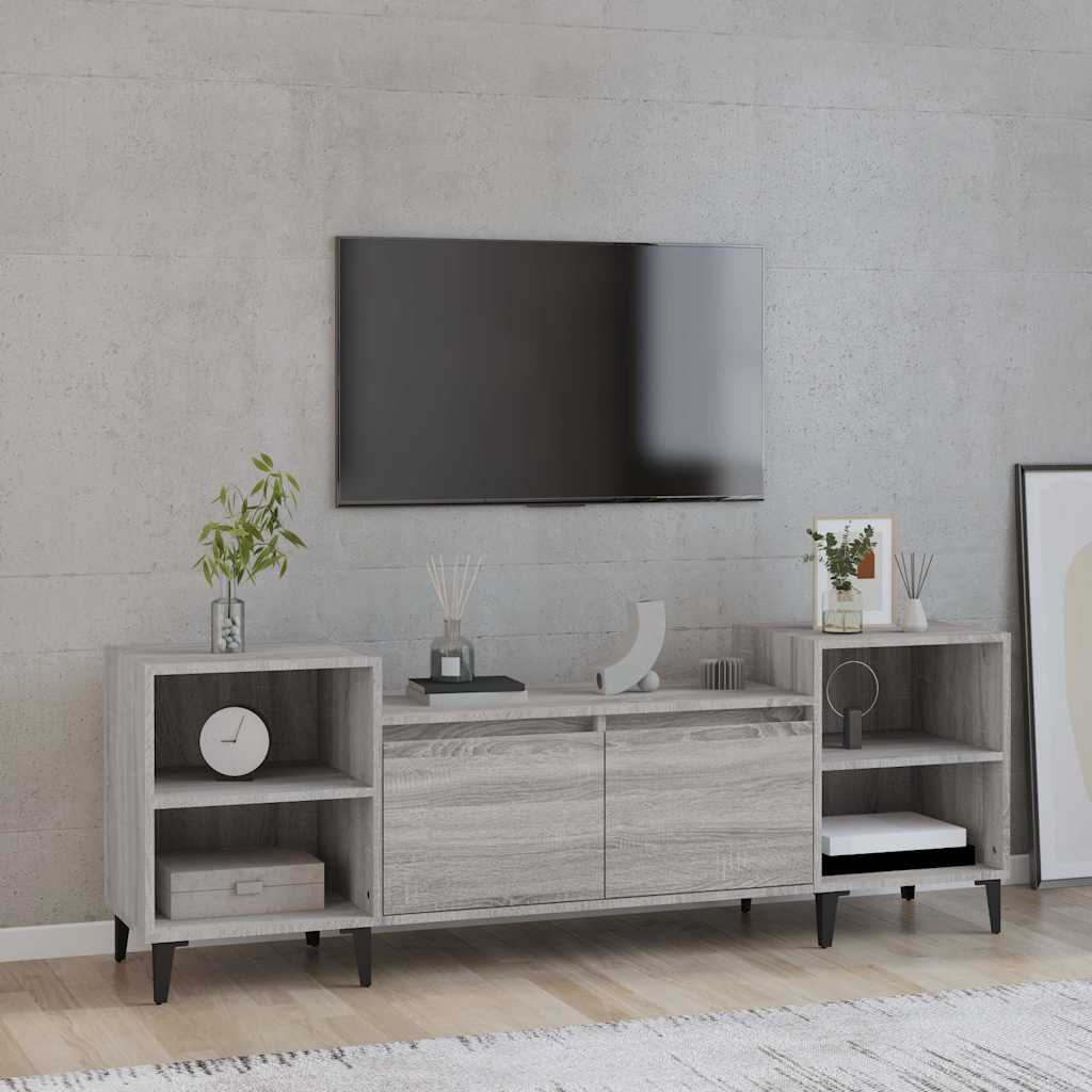 Vidaxl tv-meubel 160x35x55 cm bewerkt hout grijs sonoma eikenkleurig