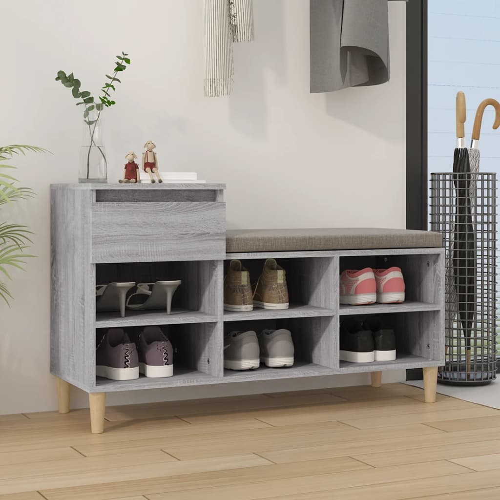 VidaXL Schuhschrank 102x36x60 cm Holzwerkstoff Sonomagrau
