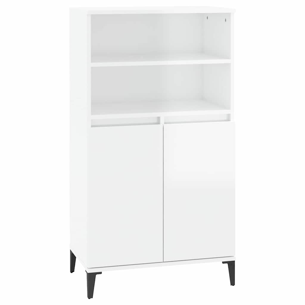 Vidaxl hoge kast 60x36x110 cm bewerkt hout hoogglans wit