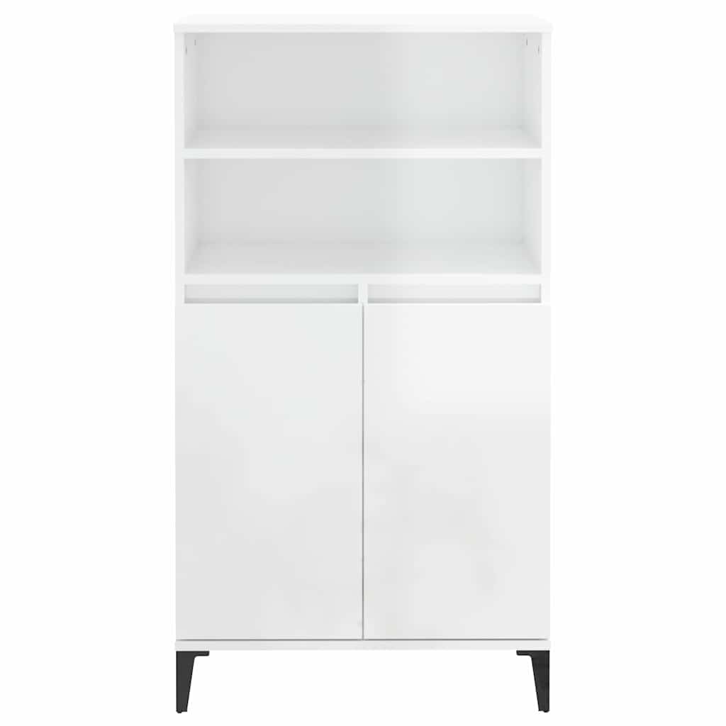 Vidaxl hoge kast 60x36x110 cm bewerkt hout hoogglans wit