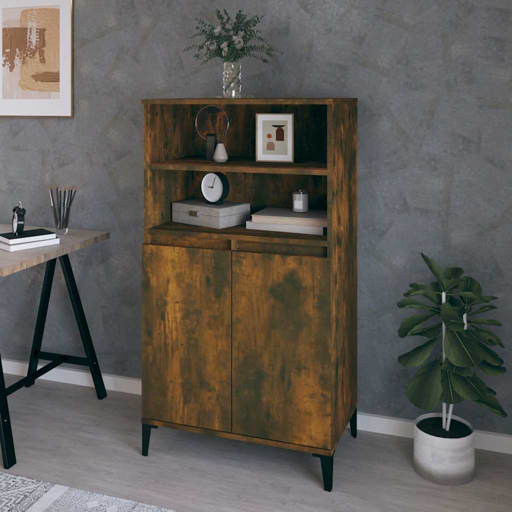 Vidaxl hoge kast 60x36x110 cm bewerkt hout gerookt eikenkleurig