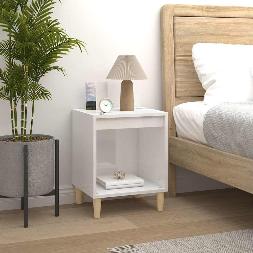 Vidaxl nachtkastje 40x35x50 cm bewerkt hout hoogglans wit