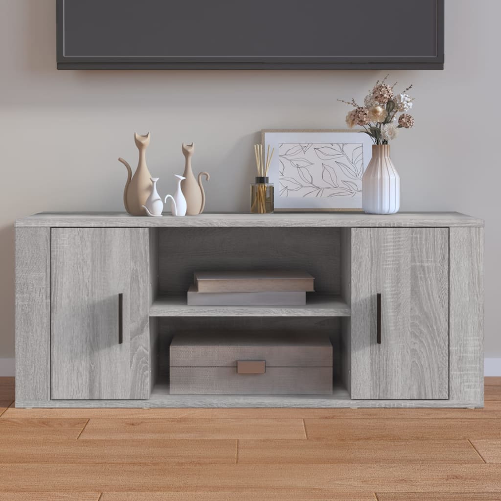 Vidaxl tv-meubel 100x35x40 cm bewerkt hout grijs sonoma eikenkleurig