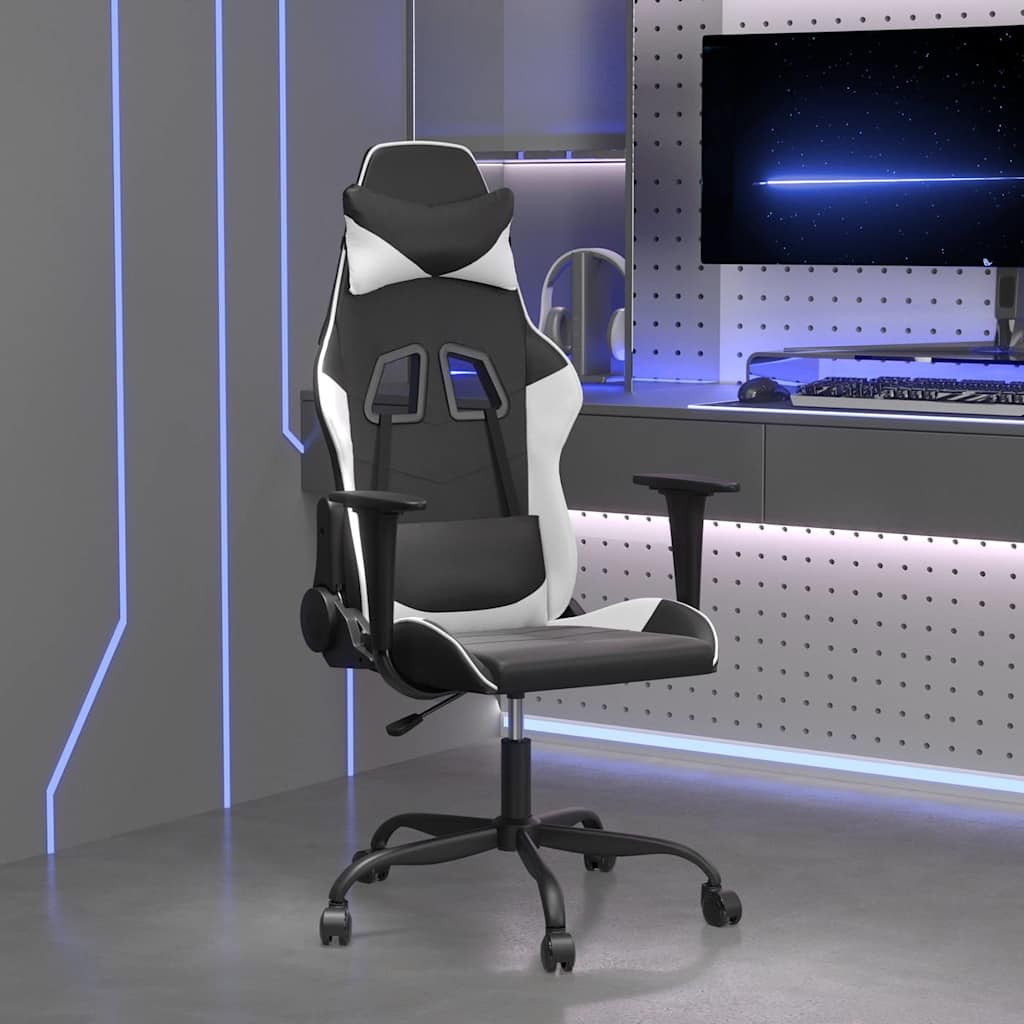 Vidaxl gamestoel kunstleer zwart en wit
