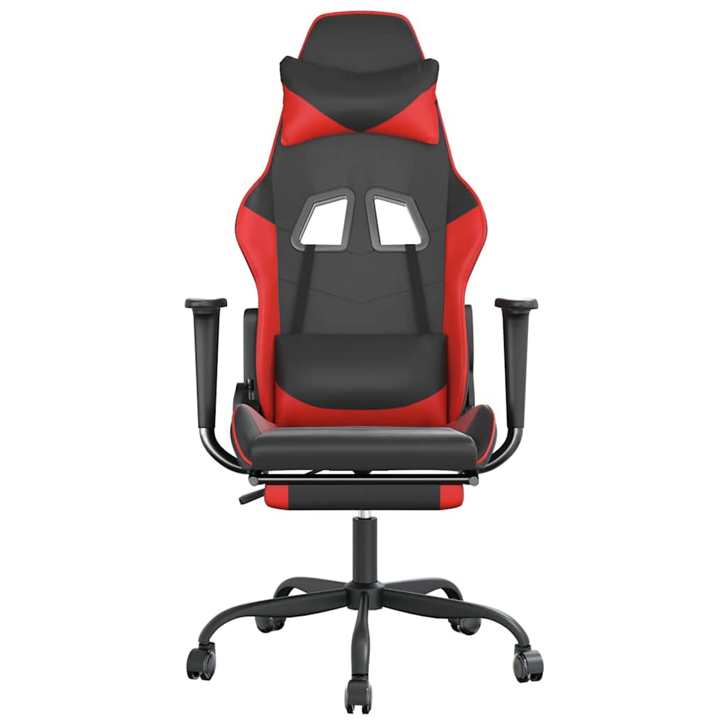 Vidaxl gamestoel met voetensteun kunstleer zwart en rood