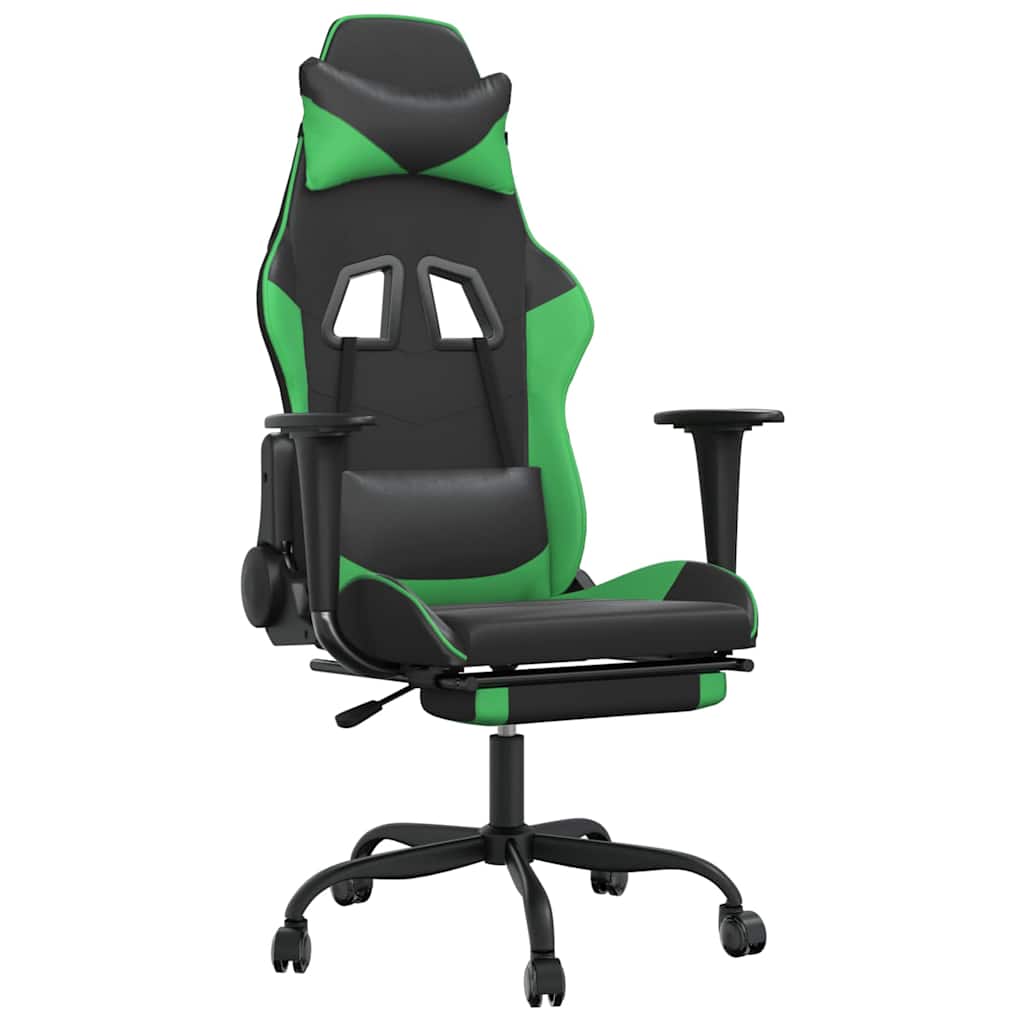 Vidaxl gamestoel met voetensteun kunstleer zwart en groen