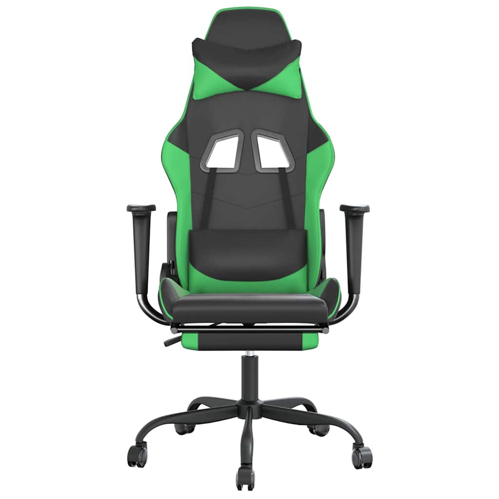 Vidaxl gamestoel met voetensteun kunstleer zwart en groen