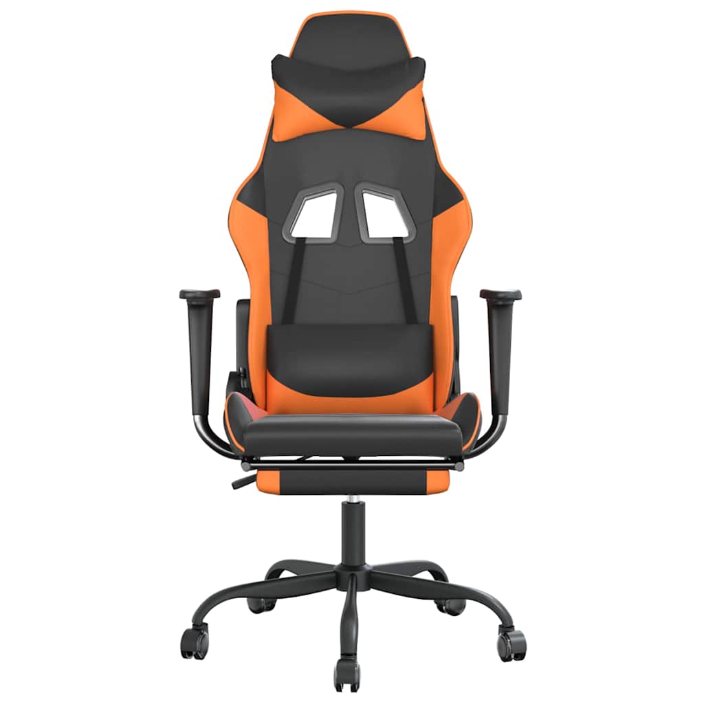 Vidaxl gamestoel met voetensteun kunstleer zwart en oranje
