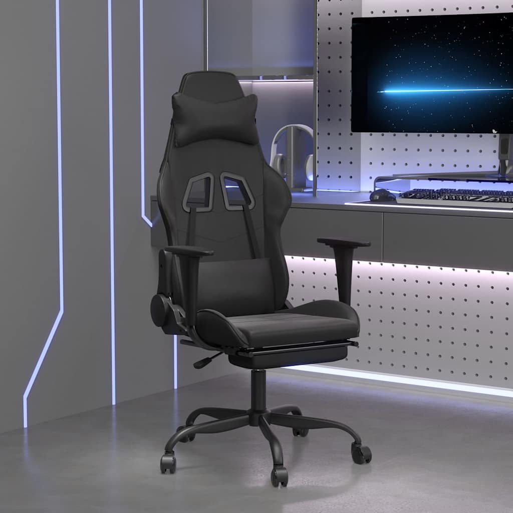 Vidaxl gamestoel met voetensteun kunstleer zwart