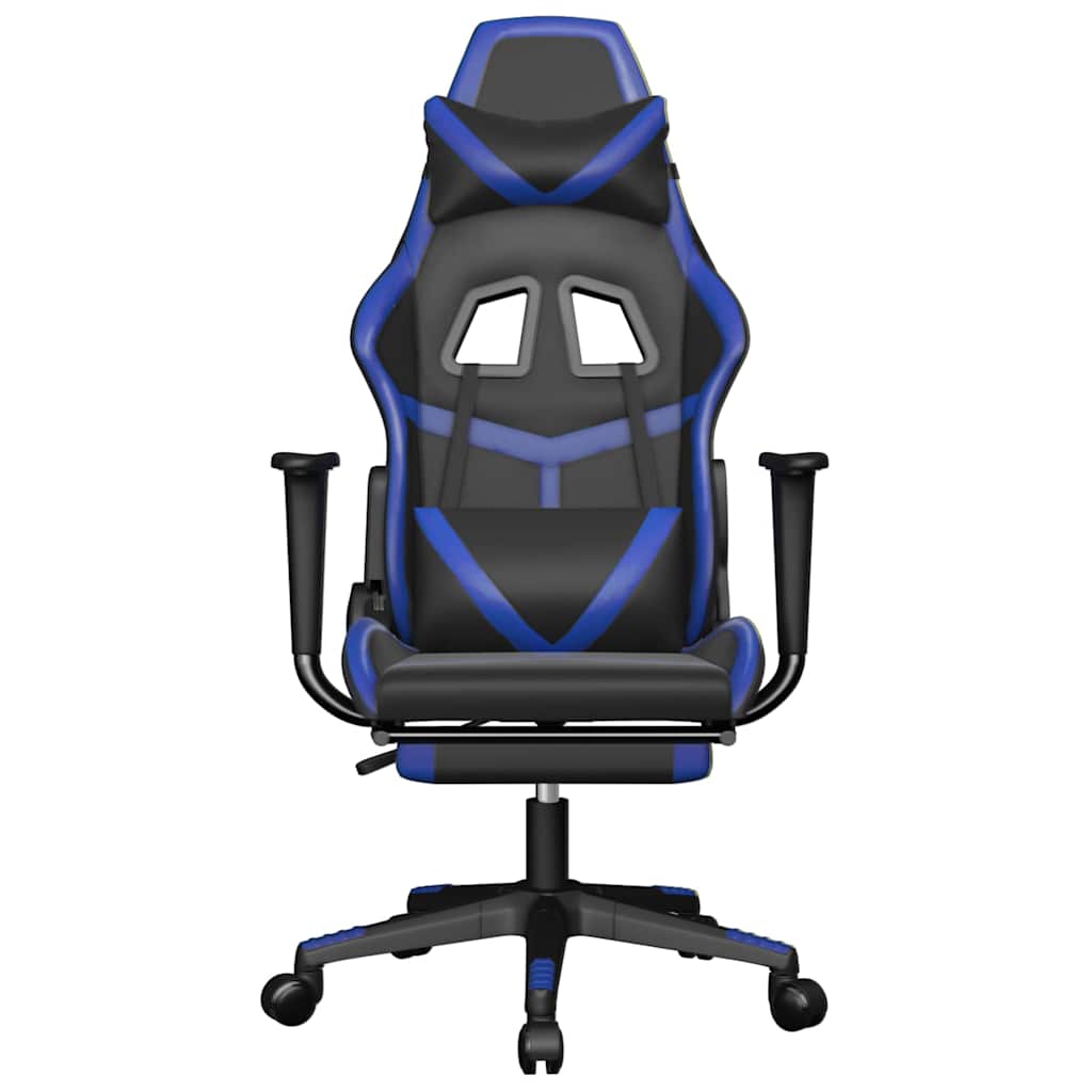 Vidaxl gamestoel met voetensteun kunstleer zwart en blauw