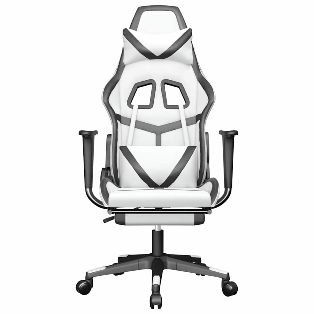Vidaxl gamestoel met voetensteun kunstleer wit en zwart