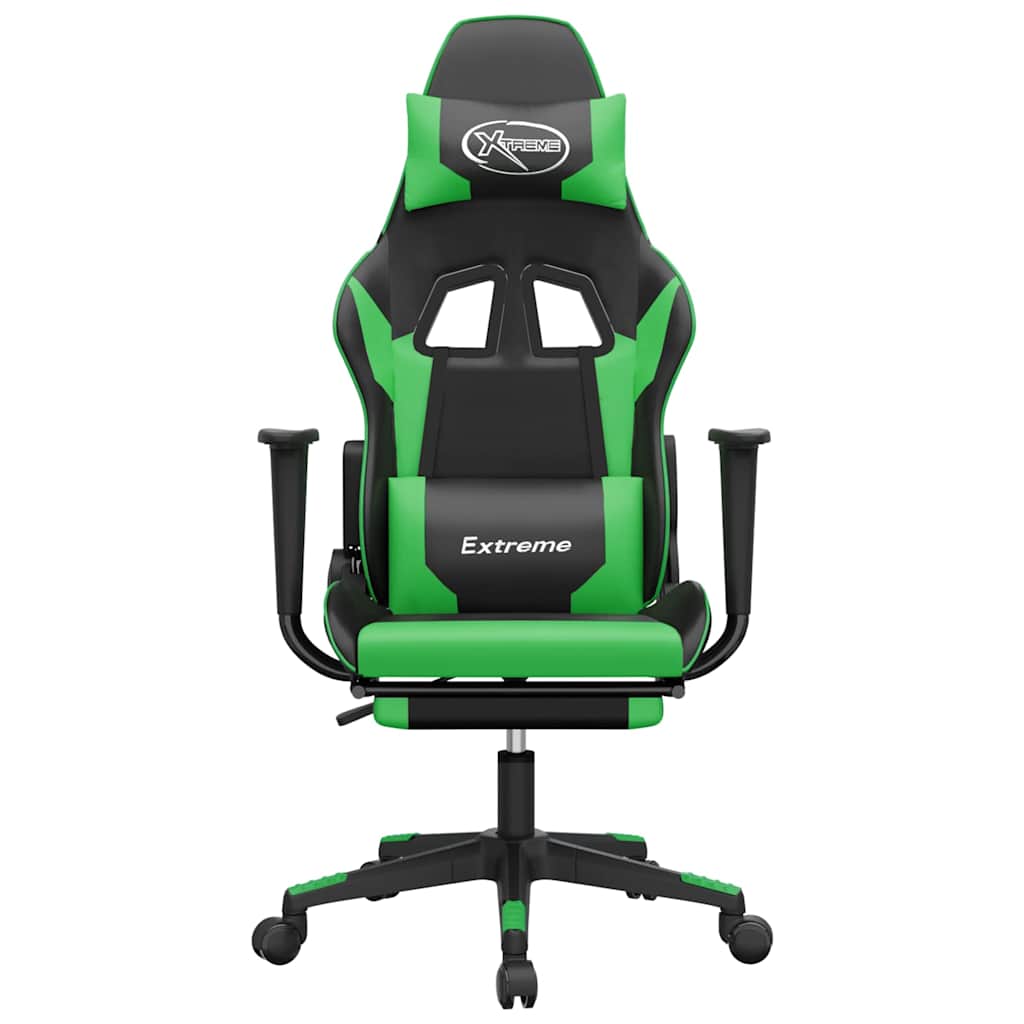Vidaxl gamestoel met voetensteun kunstleer zwart en groen