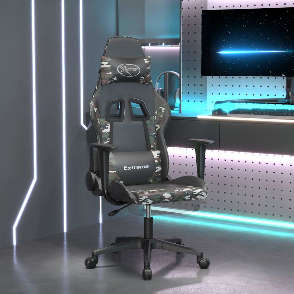 Vidaxl gamestoel met voetensteun kunstleer zwart en camouflage