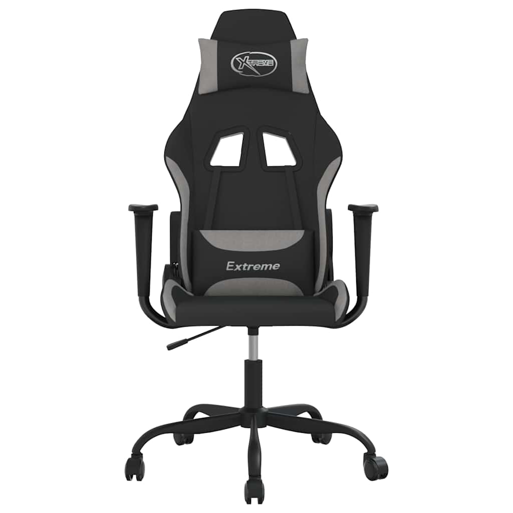 Vidaxl gamestoel stof zwart en lichtgrijs