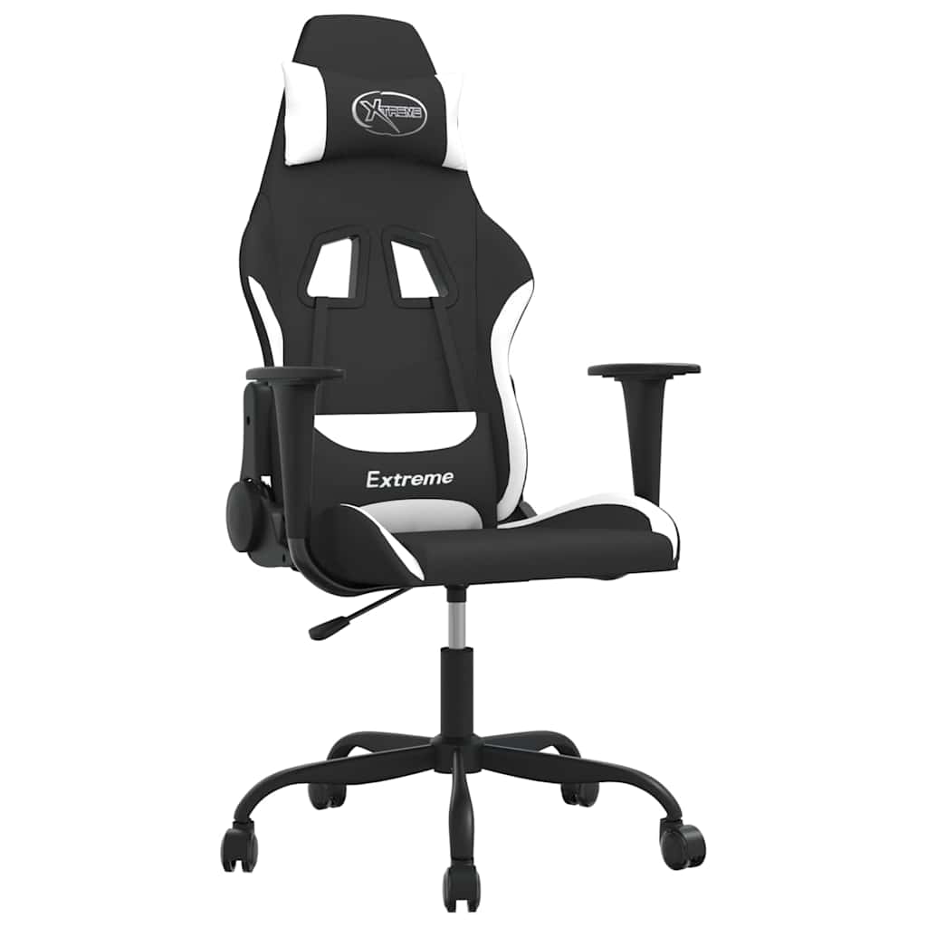 Vidaxl gamestoel stof zwart en wit