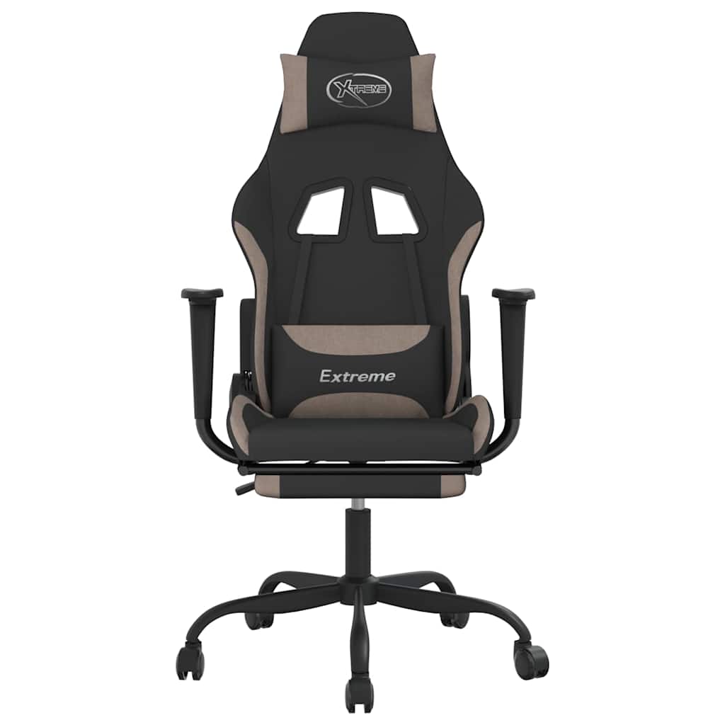 Vidaxl gamestoel met voetensteun stof zwart en taupe