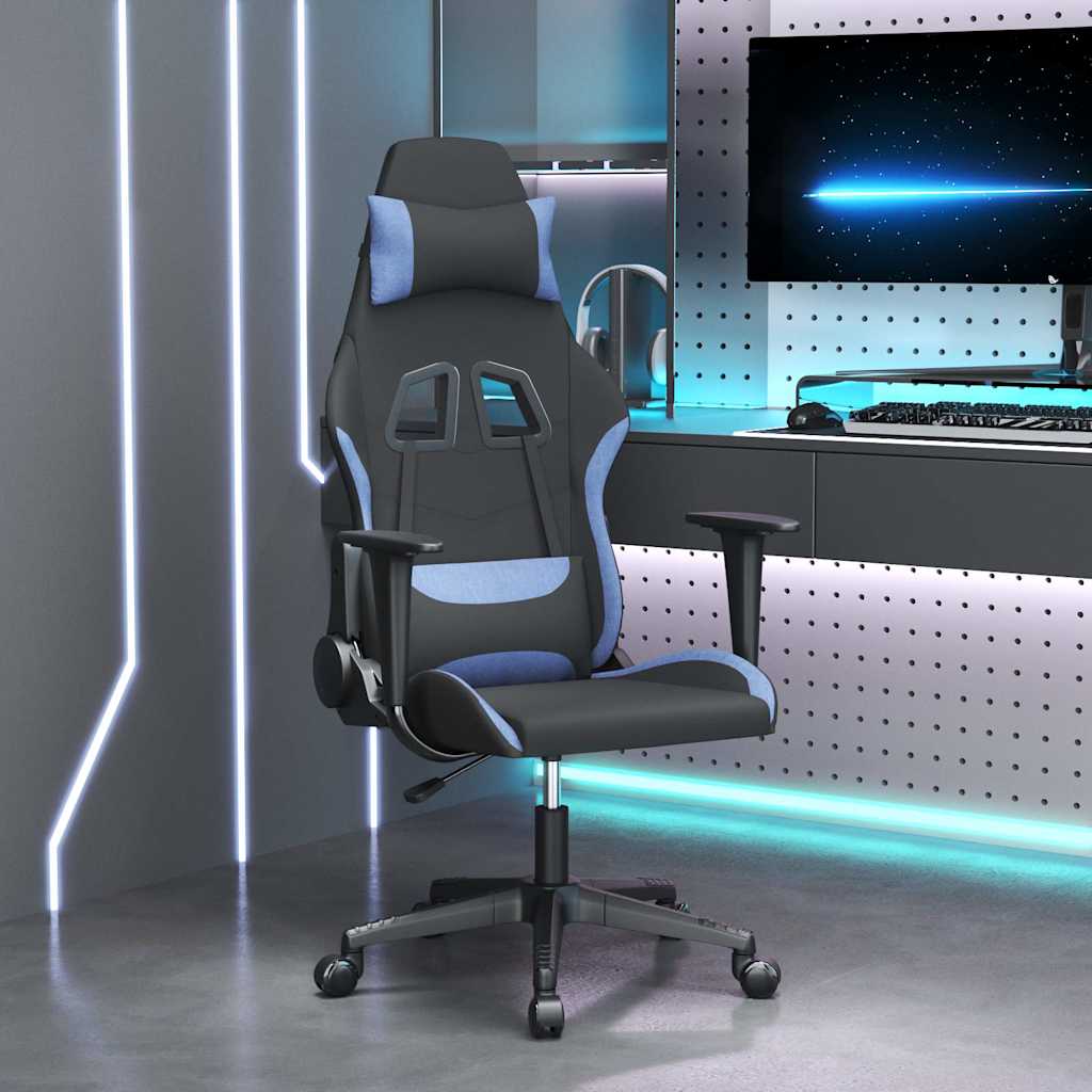 Vidaxl gamestoel stof zwart en blauw