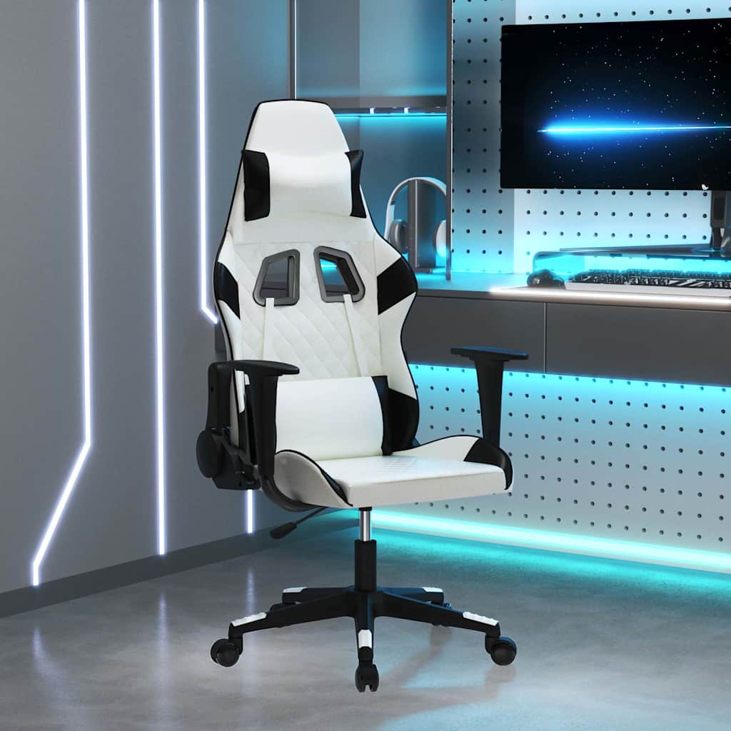 Vidaxl gamestoel kunstleer wit en zwart