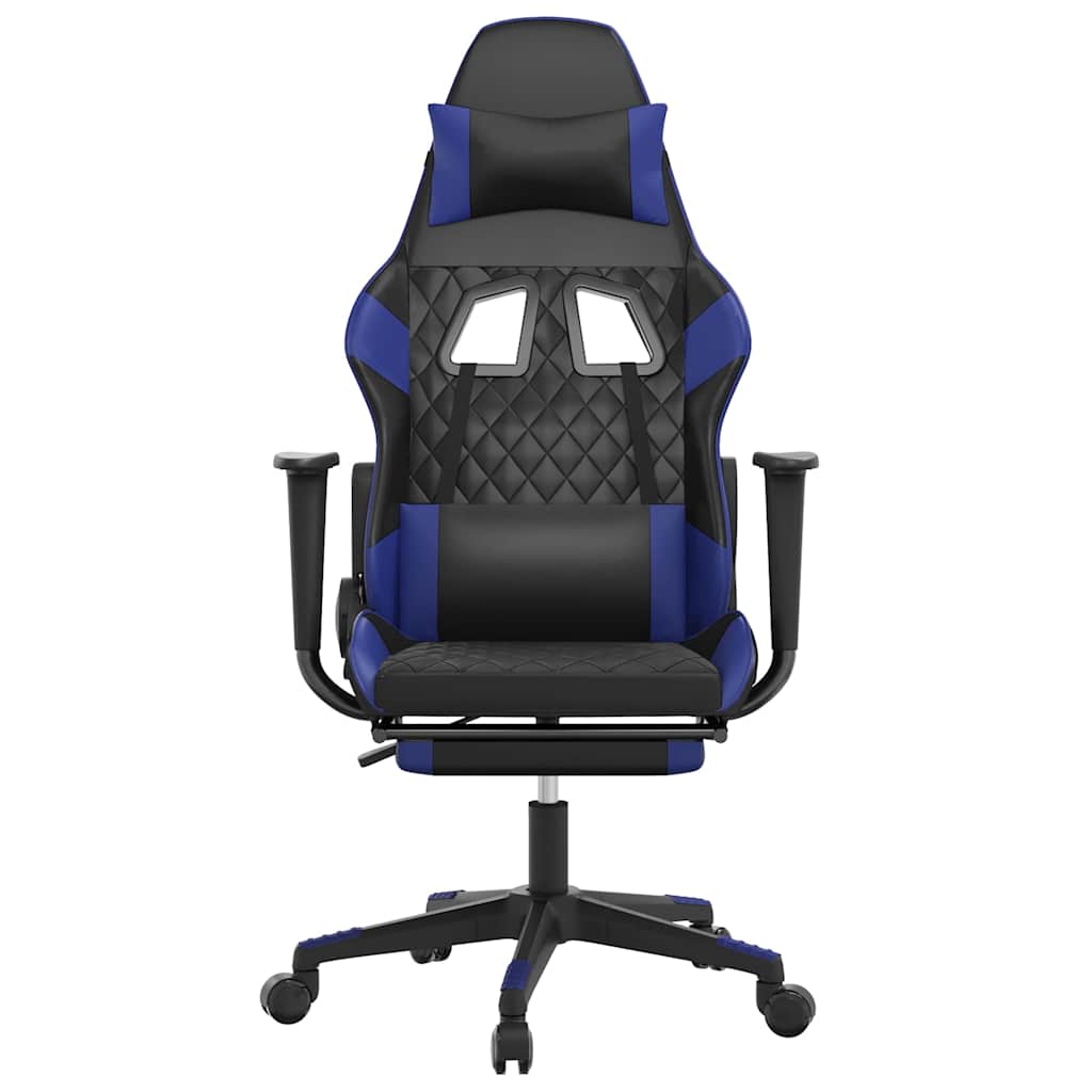 Vidaxl gamestoel met voetensteun kunstleer zwart en blauw