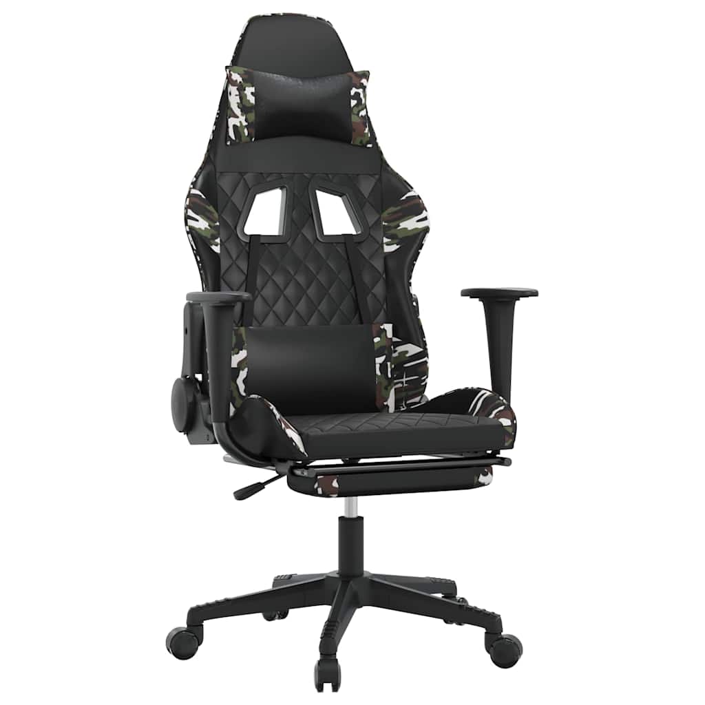 Vidaxl gamestoel met voetensteun kunstleer zwart en camouflage
