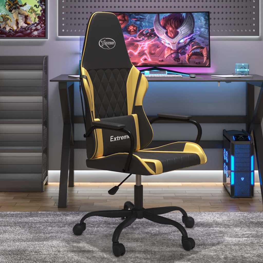 Vidaxl gamestoel kunstleer zwart en goud