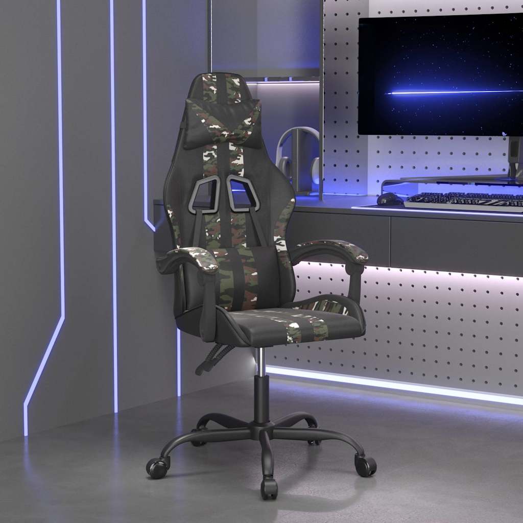 Vidaxl gamestoel kunstleer zwart en camouflage