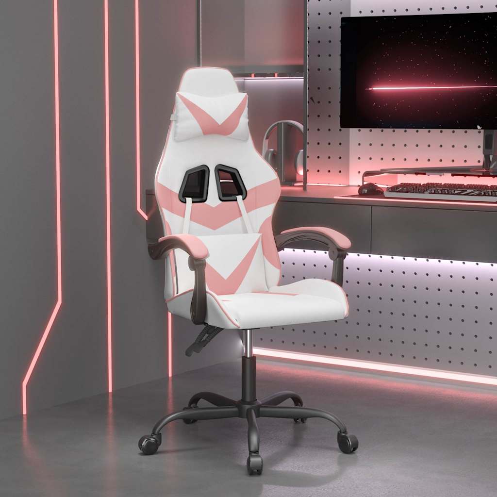 Vidaxl gamestoel kunstleer wit en roze