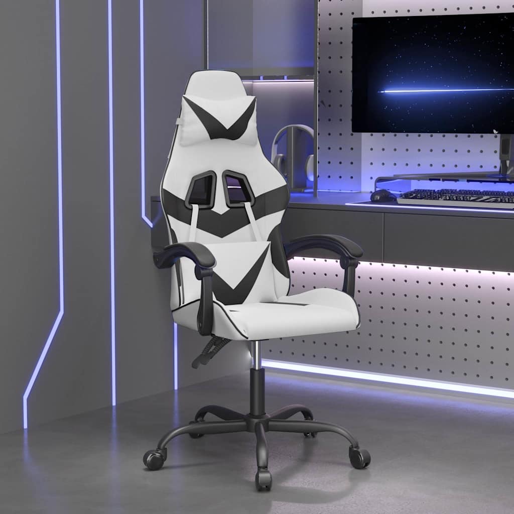 Vidaxl gamestoel kunstleer wit en zwart