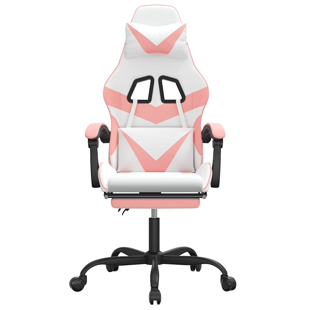 Vidaxl gamestoel met voetensteun kunstleer wit en roze