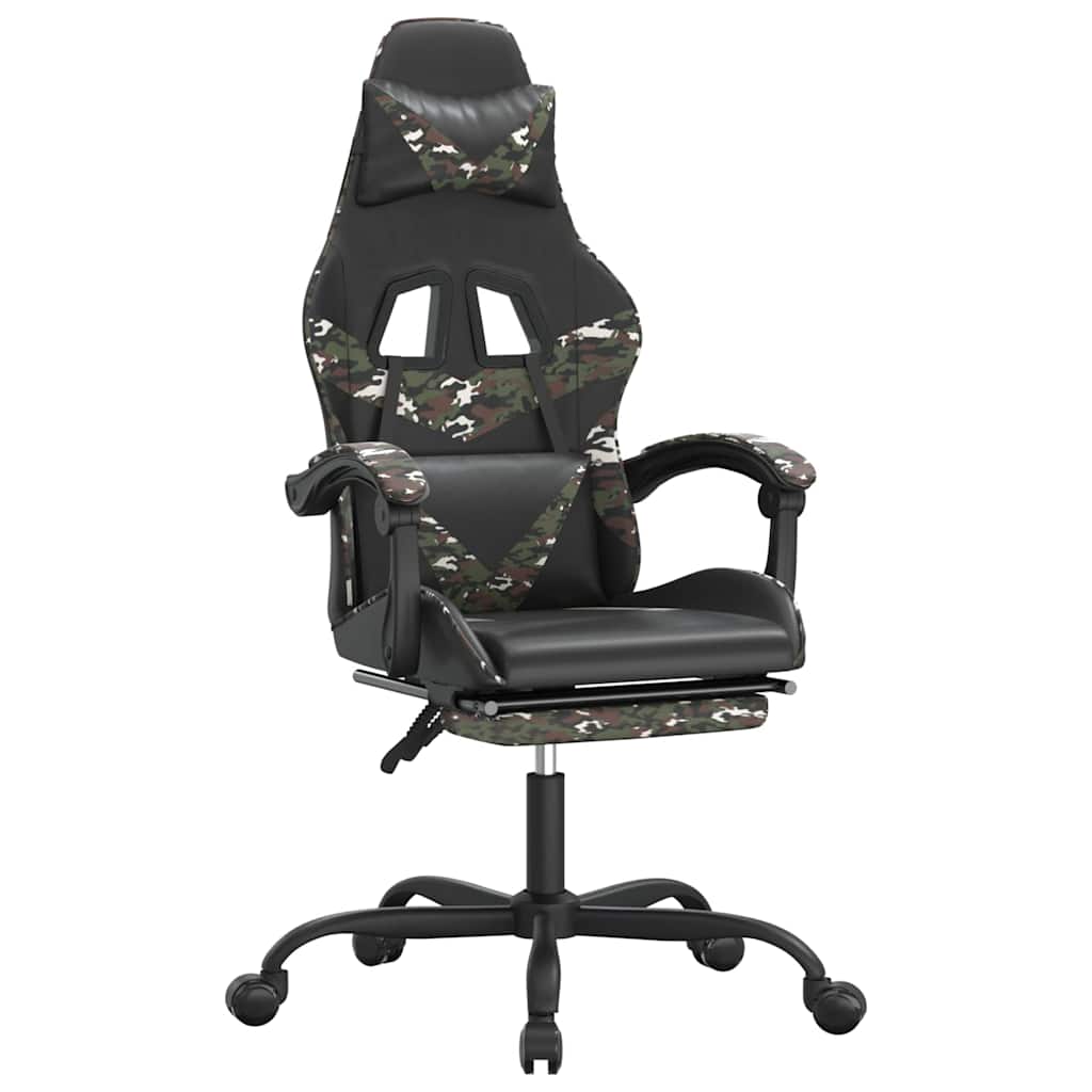 Vidaxl gamestoel met voetensteun kunstleer zwart en camouflage