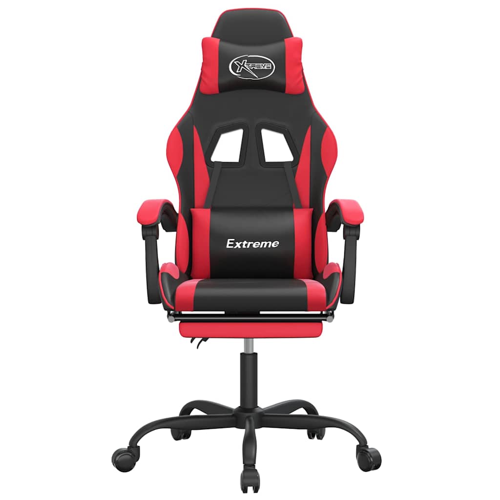 Vidaxl gamestoel met voetensteun kunstleer zwart en rood