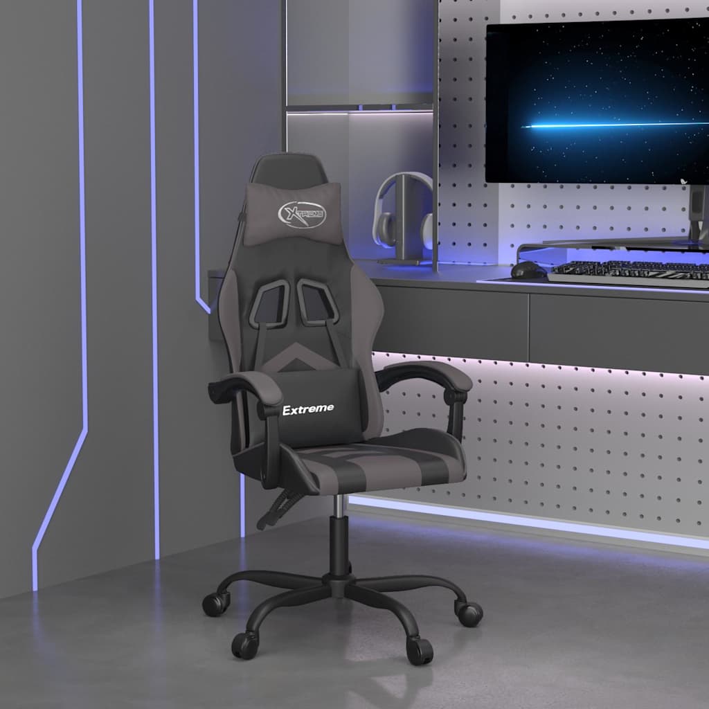 Vidaxl gamestoel kunstleer zwart en grijs