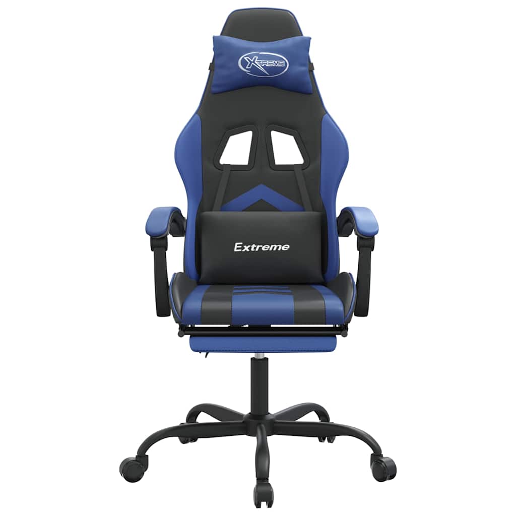 Vidaxl gamestoel met voetensteun kunstleer zwart en blauw