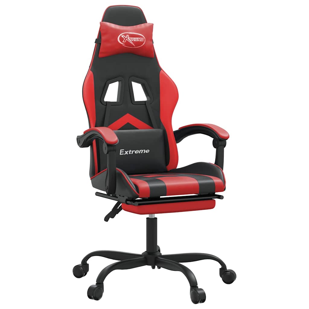 Vidaxl gamestoel met voetensteun kunstleer zwart en rood