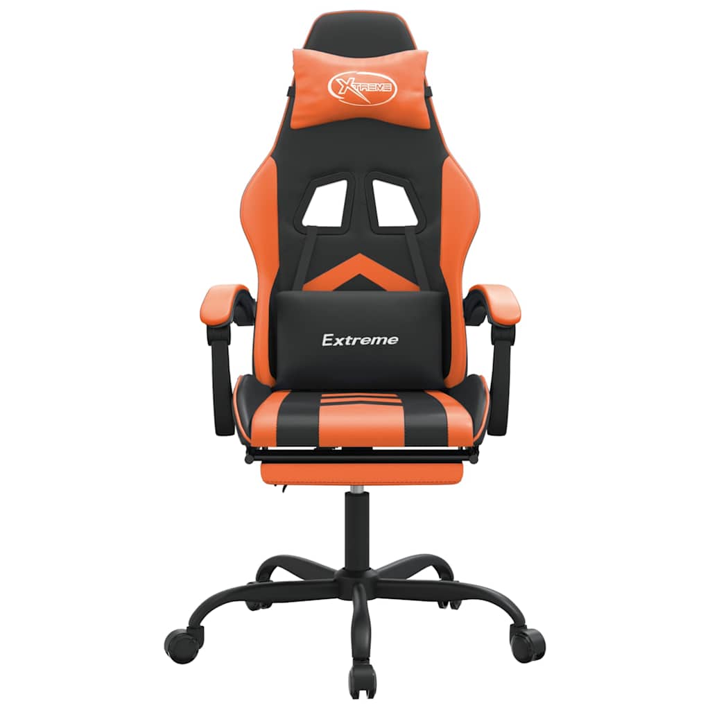 Vidaxl gamestoel met voetensteun kunstleer zwart en oranje