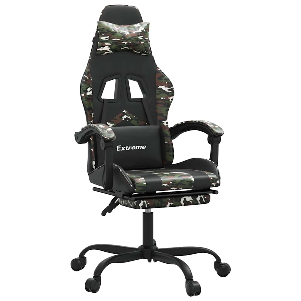 Vidaxl gamestoel met voetensteun kunstleer zwart en camouflage